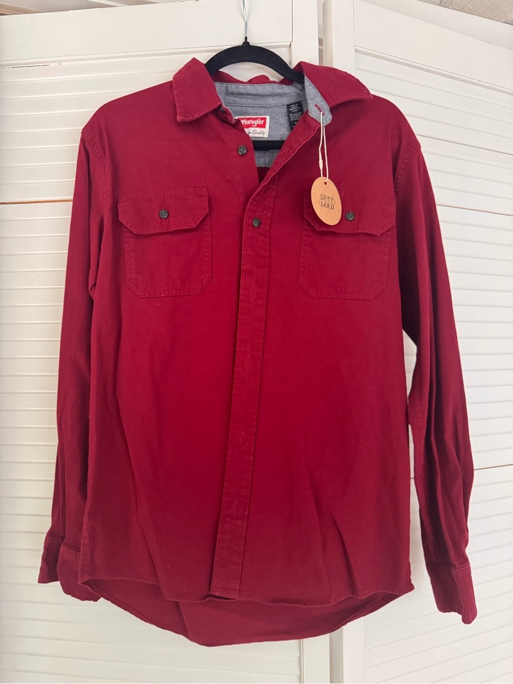 Wrangler Men’s Long-Sleeve Red denim Workshirt 0020